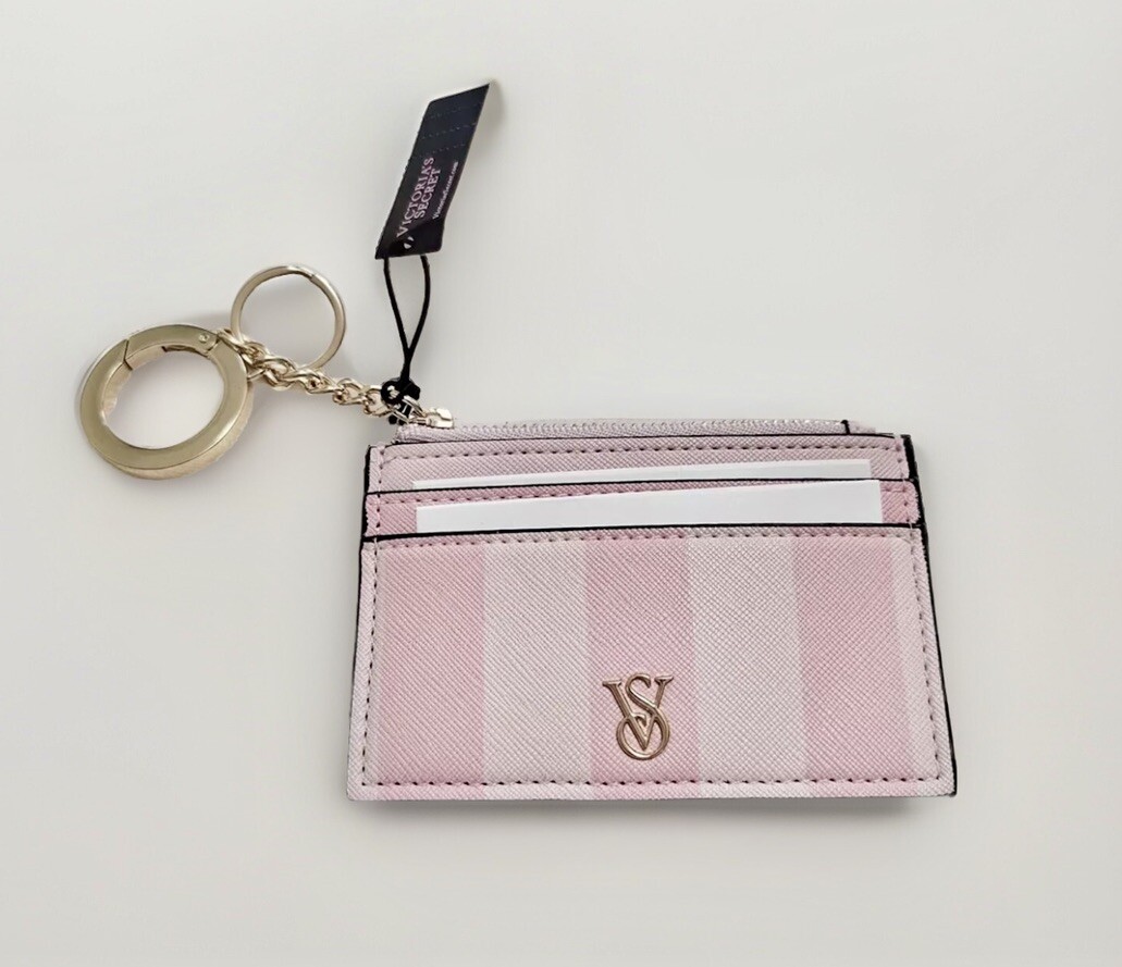 Victoria's Secret Zipper Card Case Wallet Keyring Signature Iconic