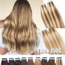 US CLEARANCE Tape In 100 Remy Human Hair Extensions Full Head Skin Weft THICK U