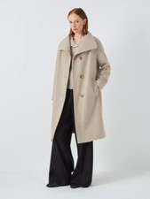 John Lewisgrown On Funnel Neck Coat, Oatmeal Size 16
