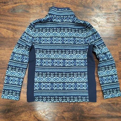 Vineyard Vines Kids Fleece Baselayer Printed Fair Isle Full Zip Sweater Blue 7 - Picture 2 of 9