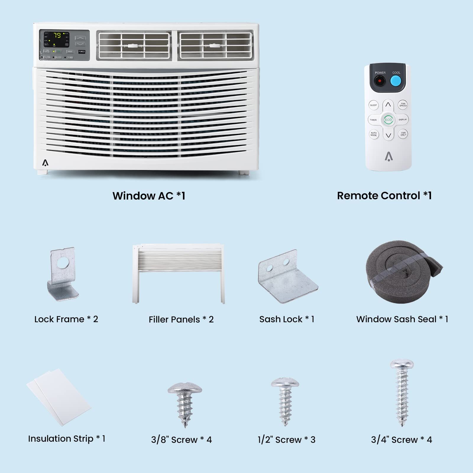 8000 BTU Smart Window Air Conditioner Window AC Unit with WiFi Remote Control