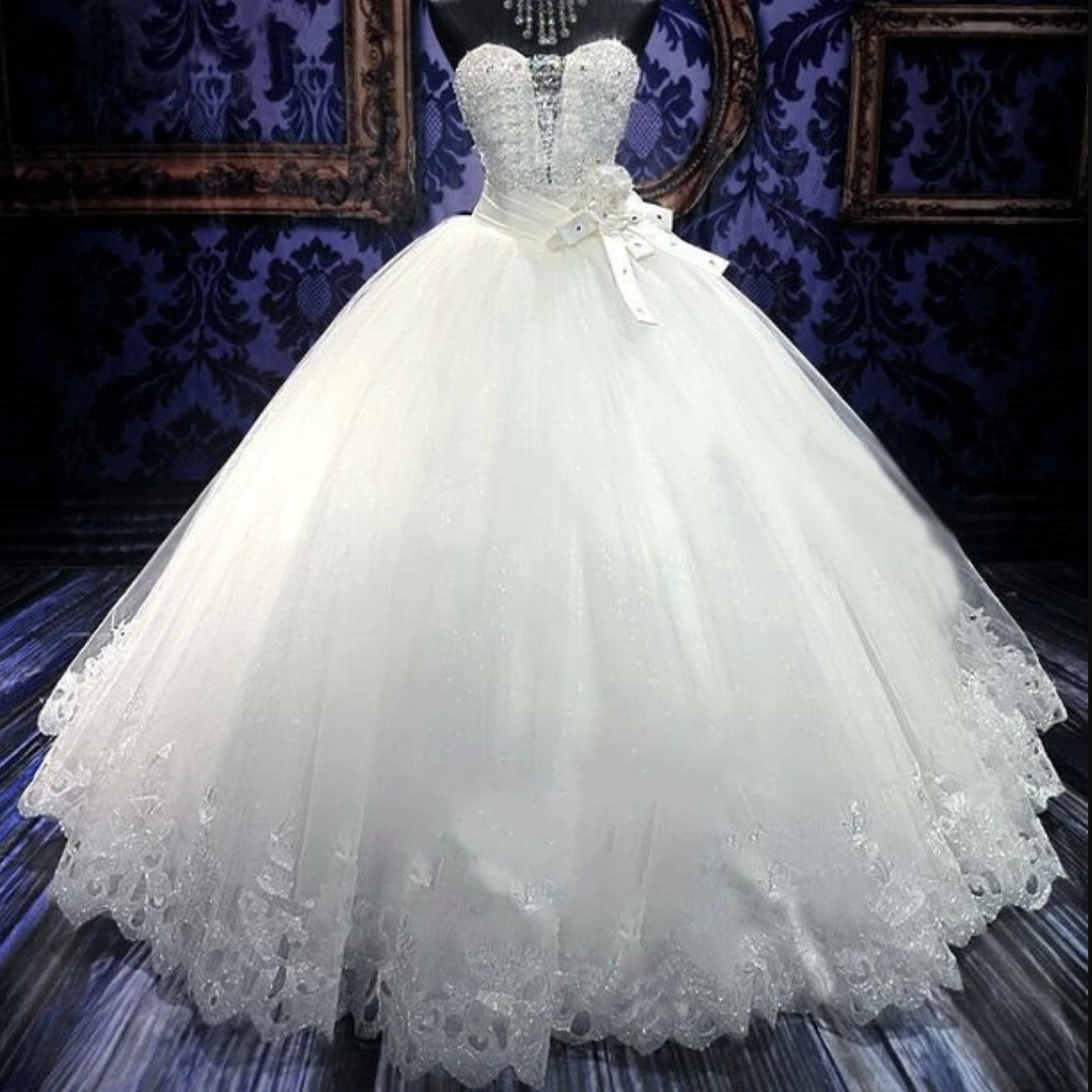 Lace and diamond wedding clearance dress