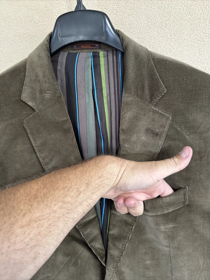 Etro Milano Corduroy Blazer Jacket Brown EU 52R US 44R Cotton Silk Italy - Image 3 of 4