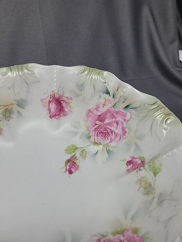 Antique RS Prussia Pink Roses Porcelain Bowl 9 1/2" - Picture 4 of 11