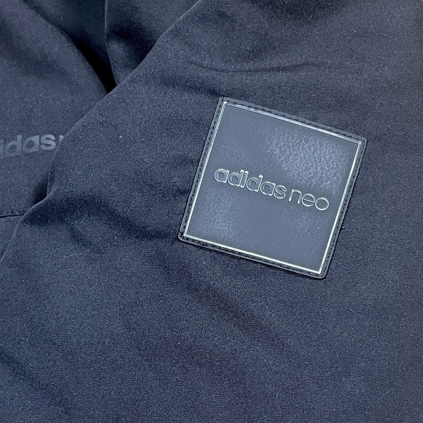 Adidas Neo Reversible Puffer Hoodie Jacket Medium Black Logo Graphic Print - product detail image 10