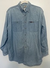 Carhartt Vintage Denim Button Up Shirt Acid Wash Long Sleeve - Blue Size: L 