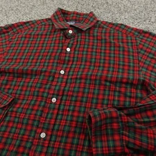VTG Polo Ralph Lauren Shirt Mens L Red Green Tartan Long Sleeve Button Up Regent