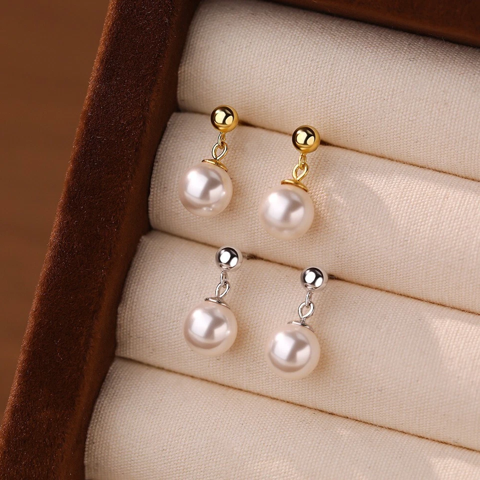 Elegante 925 Silber Perlen‑Ohrstecker – Vintage‑Chic, Damen Mädchen Ohrringe - Bild 1 von 1