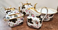 Old Paris Porcelain 19th Century Tea & Coffee Service Hand Painted Gilded 8 Pcs