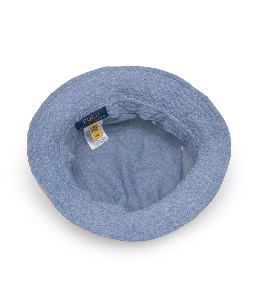 ☆POLO RALPH LAUREN☆ Cotton twill patchwork bucket hat blue Genuine Polo Ralph Lauren Cotton Twill Patchwork Bucket Hat