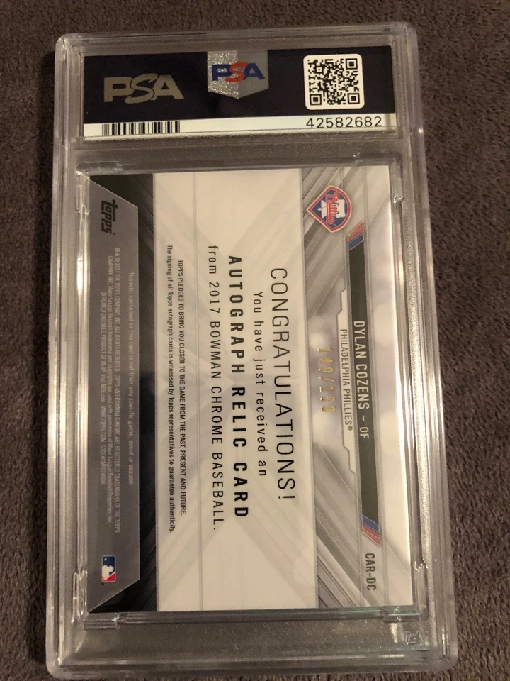 2017 Bowman Chrome Dylan Cozens Phillies Prospect Relic Auto PSA/DNA 9/10💎POP 1 - Image 3 of 4