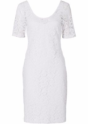 TRAUMHAFTES SCHÖNES SPITZEN KLEID IN WOLLWEIß  SUPER DESIGN Gr.32/34 NEU (5022)