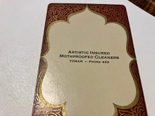 Tomah WI Playing Cards, Complete:  ARTISTIC INSURED MOTHPROOFED CLEANERS PH 423