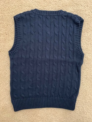 Ralph Lauren Cable-Knit Cotton Sweater Vest Color Navy Size 6 - Picture 2 of 3