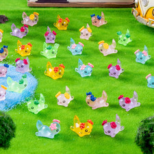 60 Pcs Mini Resin Axolotl with Flowers Variety Tiny Animals Figures Miniature Li