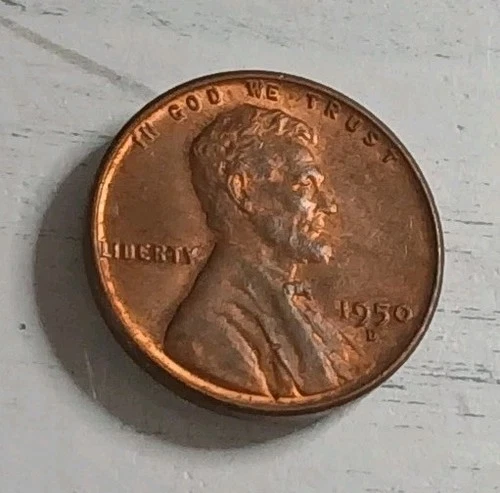 1950-D AU Lincoln Wheat Cent ~ Free Shipping! #1