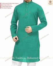 Solid Indian Clothes Fashion Shirt Mens Short Kurta Cotton Indian Dress