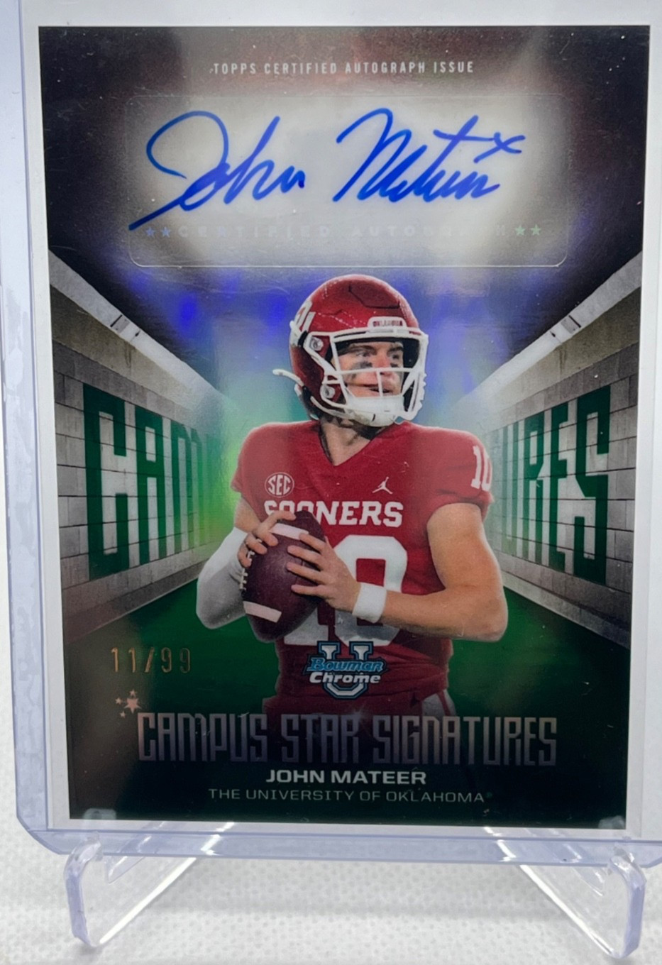 2025-26 Bowman Chrome University John Mateer Campus Star Signatures Green /99