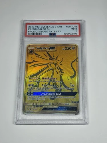 Pokemon 2019 Solgaleo GX SM104a Gold Black Star Promo Hidden Fates Mint PSA 9