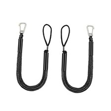 2 Pcs Boat Bungee Dock Lines - 4 Feet Mooring Rope for Docking - Black 2P