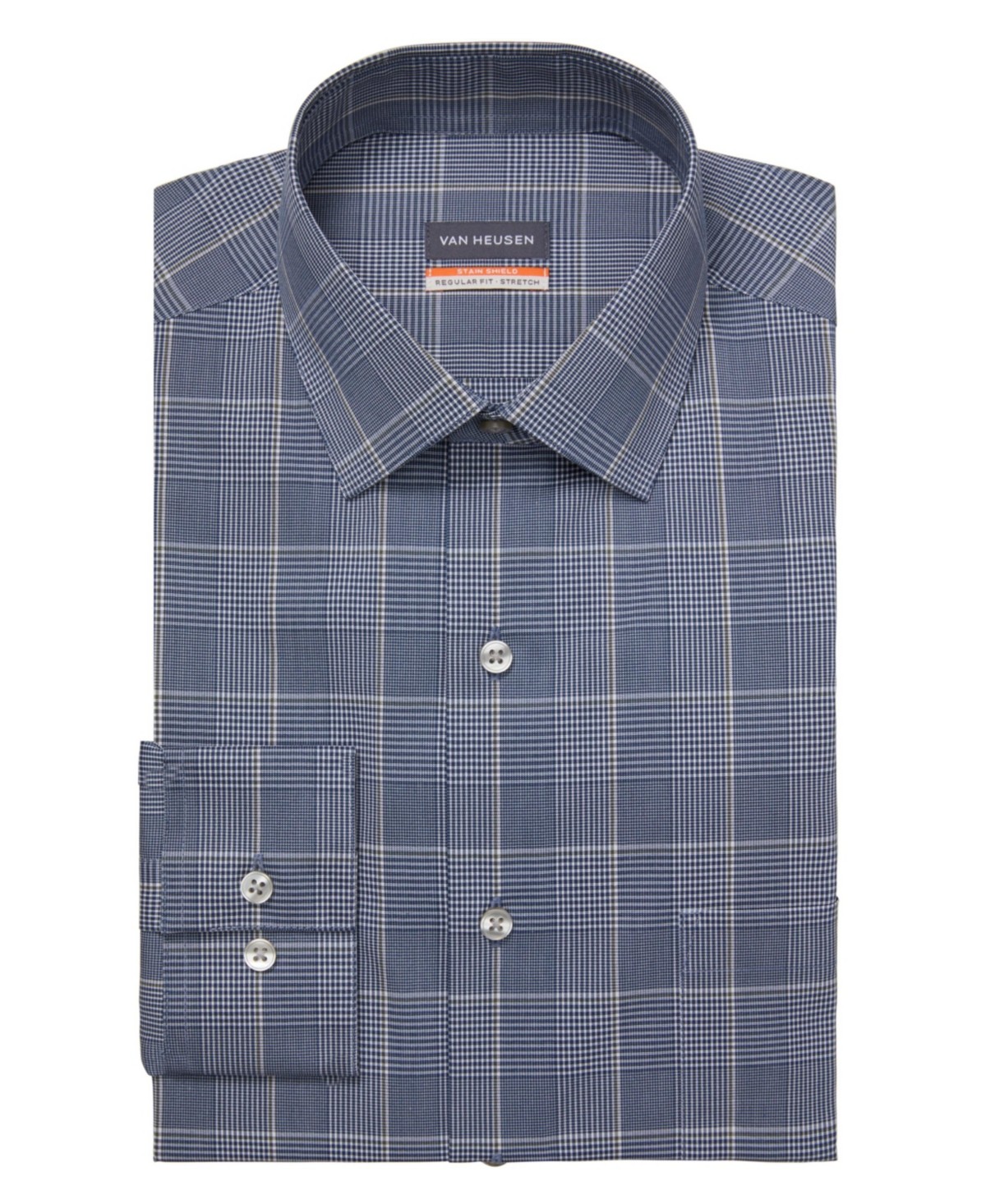 Мужская рубашка Van Heusen обычного кроя среднего размера 15-15,5 34-35 в синюю клетку