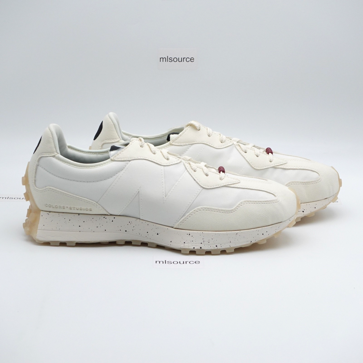 Size 15 - ColorsxStudios x New Balance 327 Snow White Rumba Red
