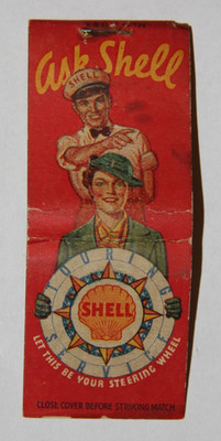 Matchbook Cover Shell Gas & Oil ''Ask Shell'' Touring Service - FREE SHIPPING