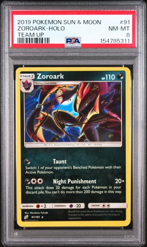 2019 Pokemon Sun & Moon Team Up #91 Zoroark-Holo Team Up PSA 8