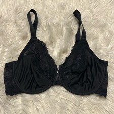 Wacoal 34DD Bra Black Romantic Encounters 855104 Underwire Back Close Lace Trim