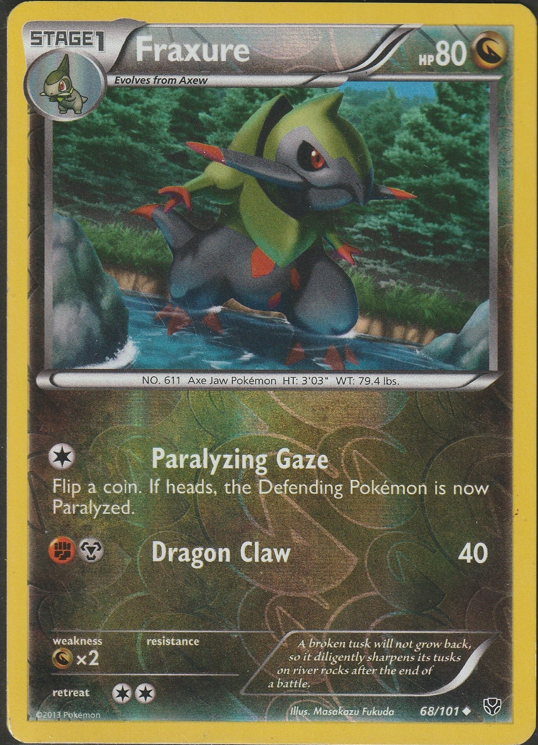 Pokemon - Fraxure - 68/101  - Reverse Holo - Plasma Blast - MP