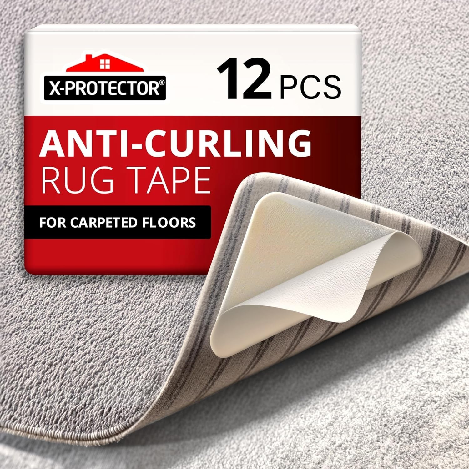 "X-Protector Grippers for Rugs - 12 pcs Anti Curling Gripper for Rug 12 PCS Whit