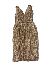 badgley mischka dress size 0 gold sparkle