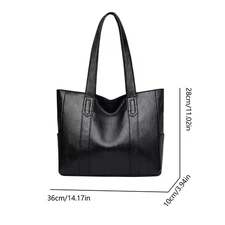 Women Large Capacity Tote Bag Soft Leather Single Shoulder Handbag