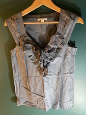 100 Cotton Blue Banana Republic Blouse With Ruffled Neckline Size S