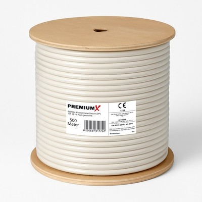 PremiumX 500m Deluxe Pro SAT Antennenkabel Koaxial Reines Kupfer UHD HD TV 4K 8K