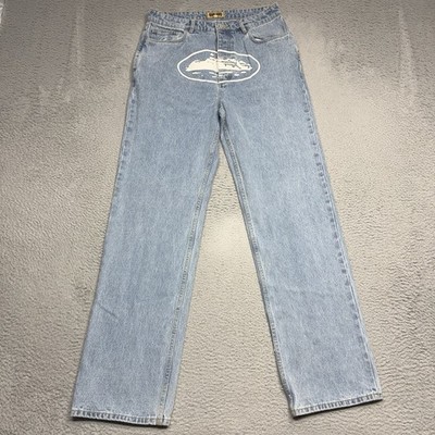 Corteiz Denim Genes Alcatraz Baggy Jeans Men Size 34x34 Blue Light