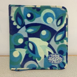 Vintage Lisa Frank Fuzzy Paisley 3 Ring Zipper Binder Cover Blue
