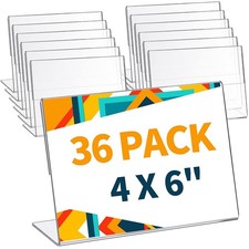 Yalikop 36 Pieces Acrylic Sign Holder 4 x 6 Inch Plastic Picture Frame Clear ...
