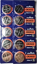 CR2032 MURATA 10PK 3V LITHIUM (GREAT EX 2036) DL2032 ECR2032 FREE SHIP&TRAK