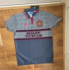 Vintage Manchester United 1995 1996 Away Shirt Umbro Sharp Viewcam size XL
