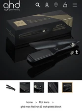 GHD MAX STYLER - 2" WIDE PLATE FLAT IRON IN BLACK BRAND NEW IN BOX