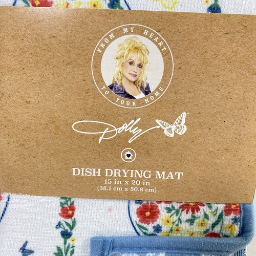 Dolly Parton Dish Drying Mat Floral Butterflies Summer 15”x20” New - Picture 2 of 5