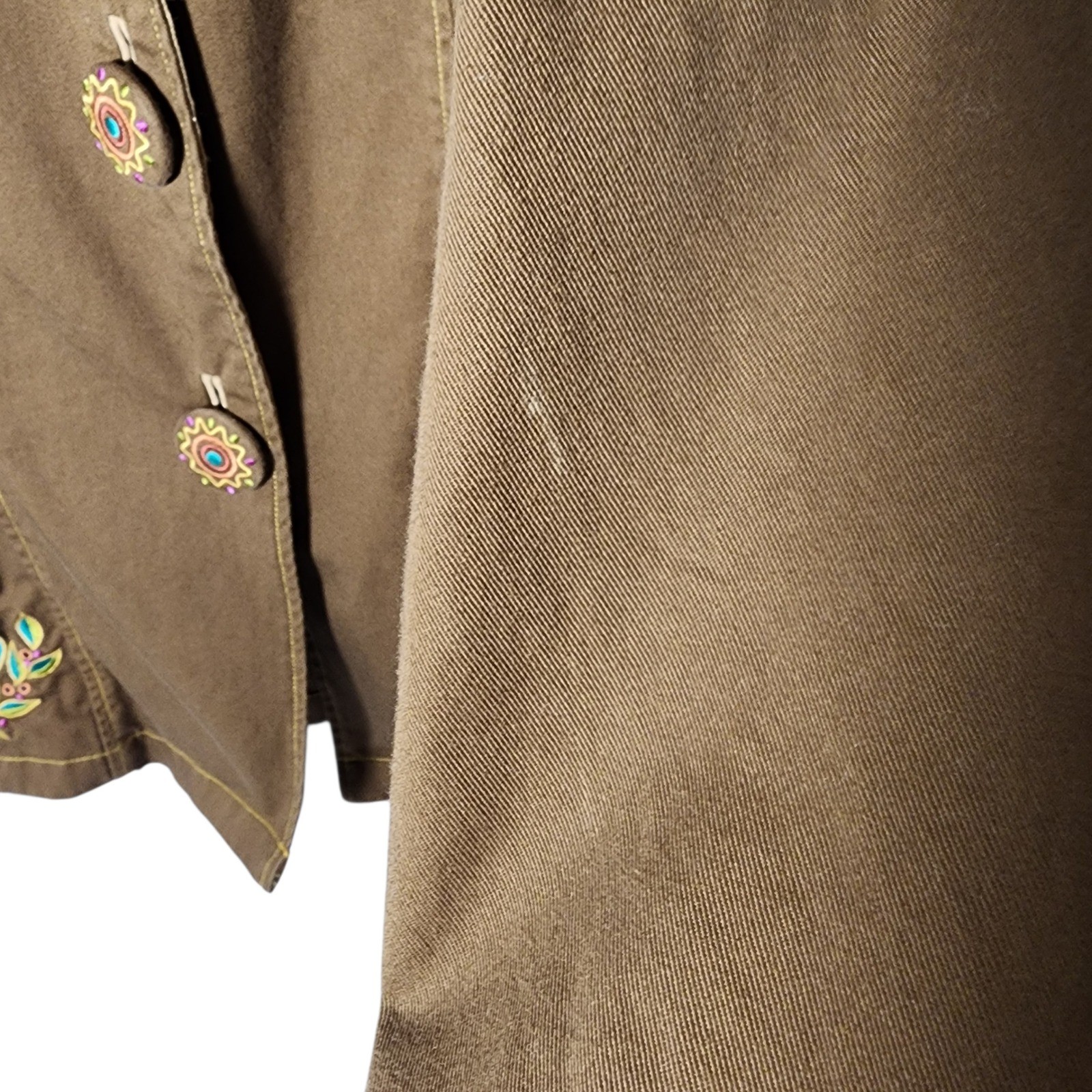 Bob Mackie Wearable Art Embroidered Brown Cotton … - image 7