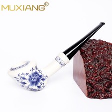 MUXIANG Ceramic Cutty Fajka tytoniowa 9mm Filtr Gwizdka gliniana Bent Saddle Akrylowy uchwyt