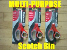 Scotch Multi-Purpose Stainless Steel Scissors with Smooth Cutting Action 8" 3 PK