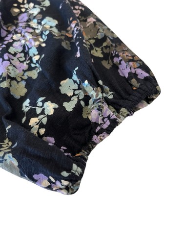 NWT J Jill Long Sleeve Button Up Pullover Navy Floral Top Blouse Shirt LARGE - Picture 6 of 7