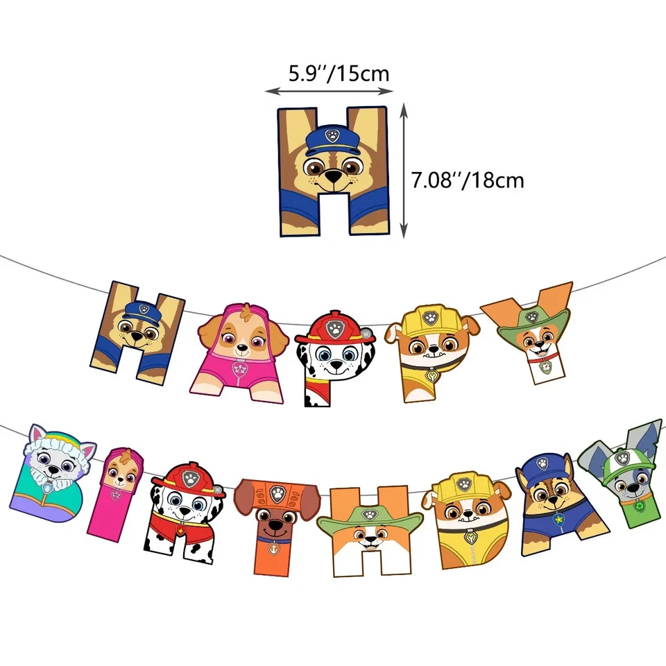 Juego completo de vajilla de pancarta globos decoración fiesta cumpleaños patrulla perro patrulla Foto 4 de 4
