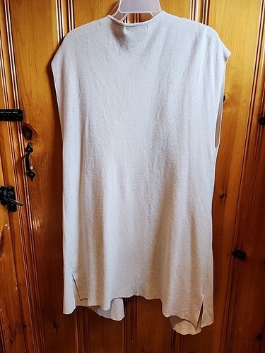 AUGUST SILK Ivory Cardigan Size M Open Front Sleeveless Cotton Viscose - Picture 3 of 3