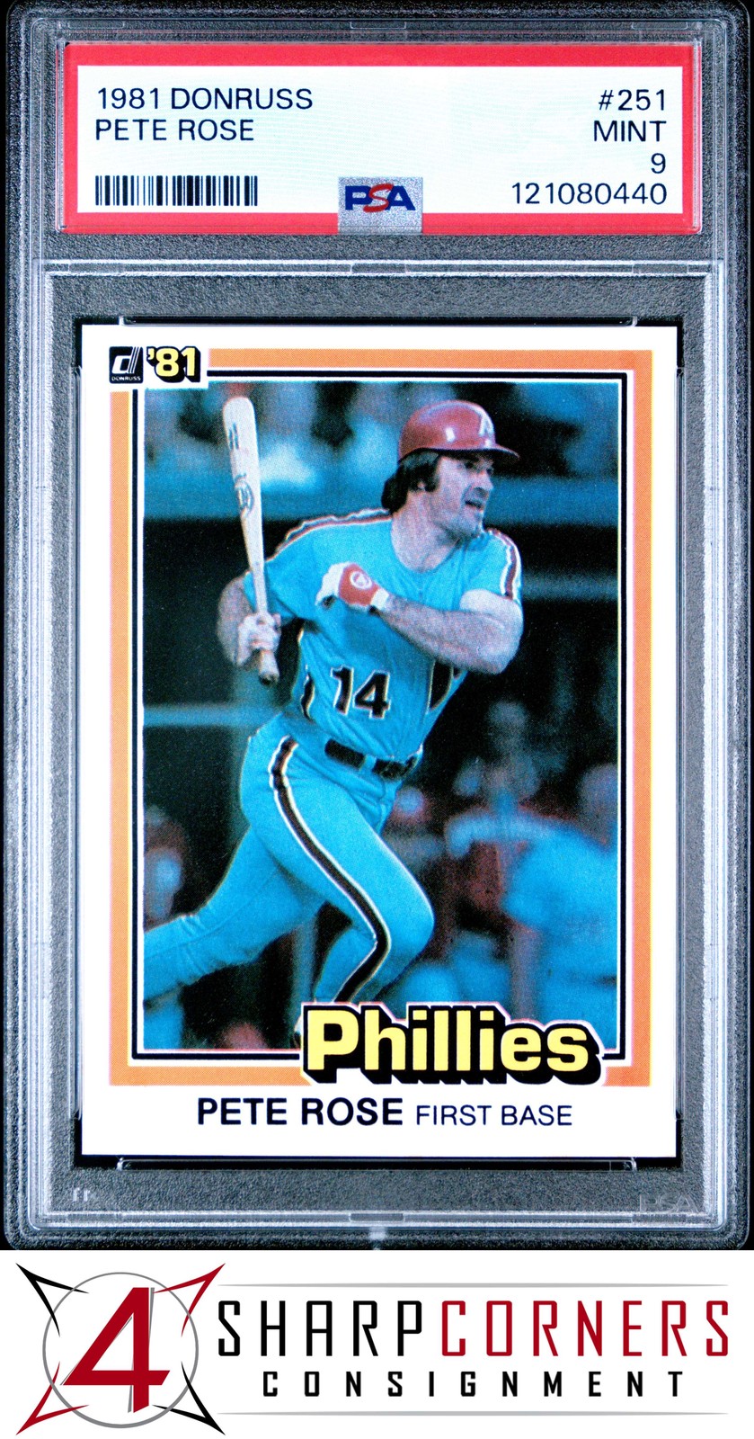1981 DONRUSS #251 PETE ROSE PHILLIES PSA 9