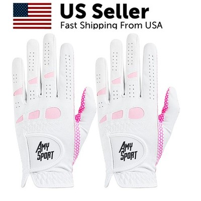 2 Pack Women's Golf Gloves Non Slip All Weather Left Hand